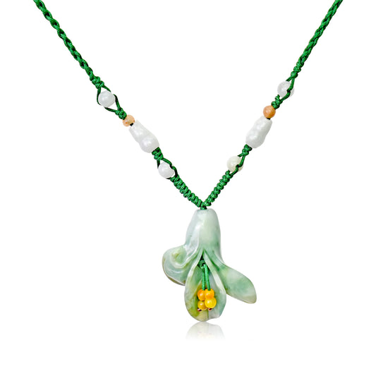 Add Beauty and Charm with the Calla Lily Necklace made with Green Cord