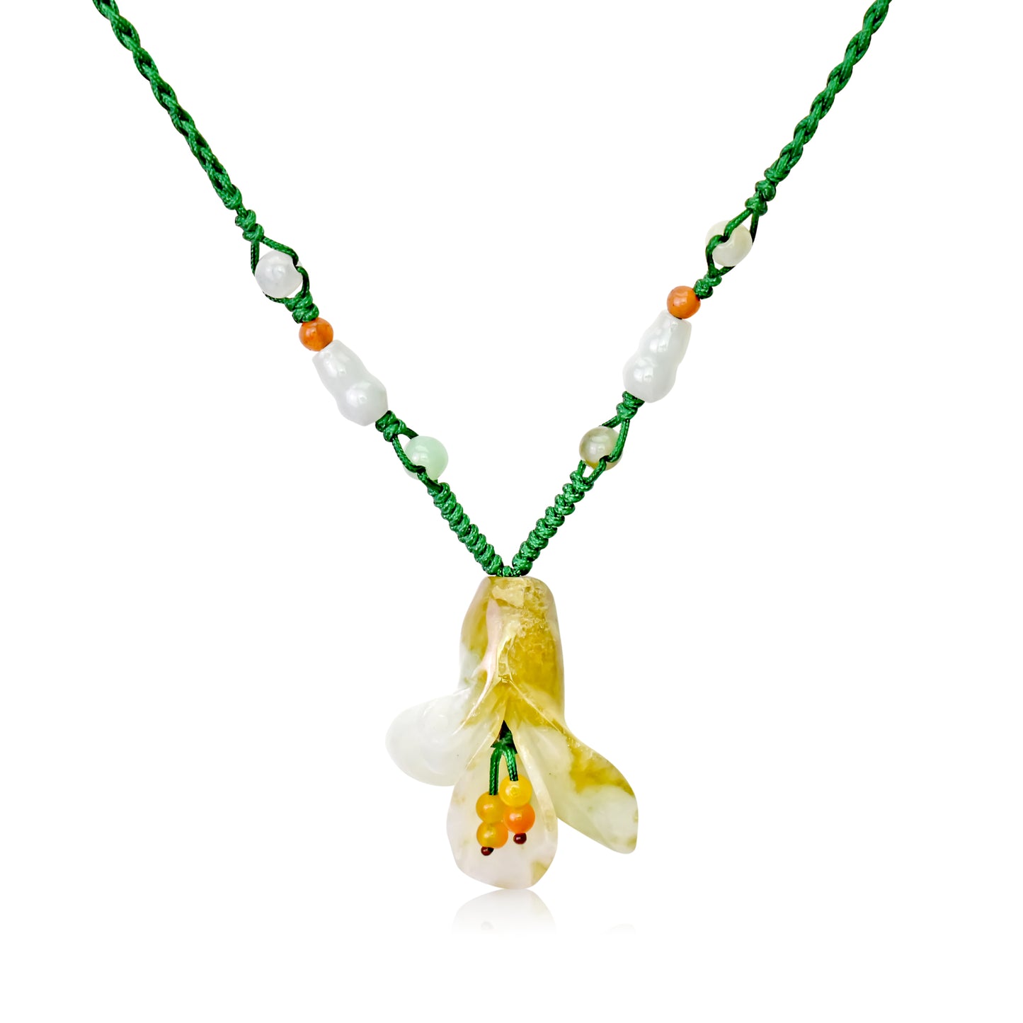 Add Feminine Charm with "I am Yours" Calla Lily Necklace made with Green Cord