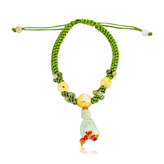 Brighten Up Your Spirit with Bellflower Jade Bracelet made with Lime Cord