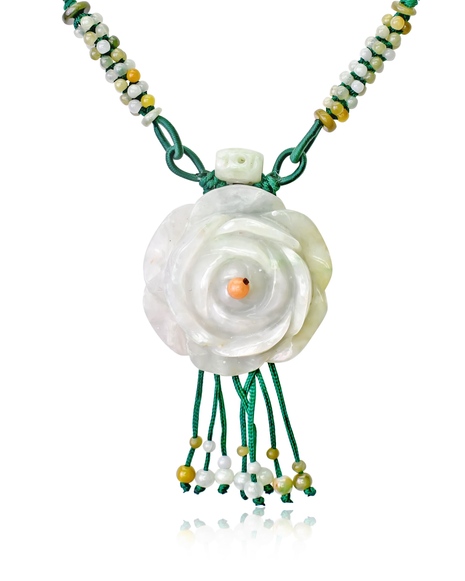 Capture Everyone’s Attention with a Beautiful Rose and 100 beads Jade Necklace