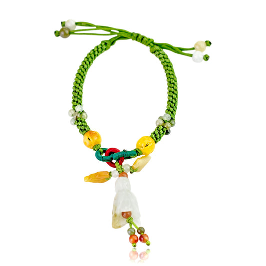 Get the Perfect Fit with Dangling Bellflower Handmade Jade Bracelet