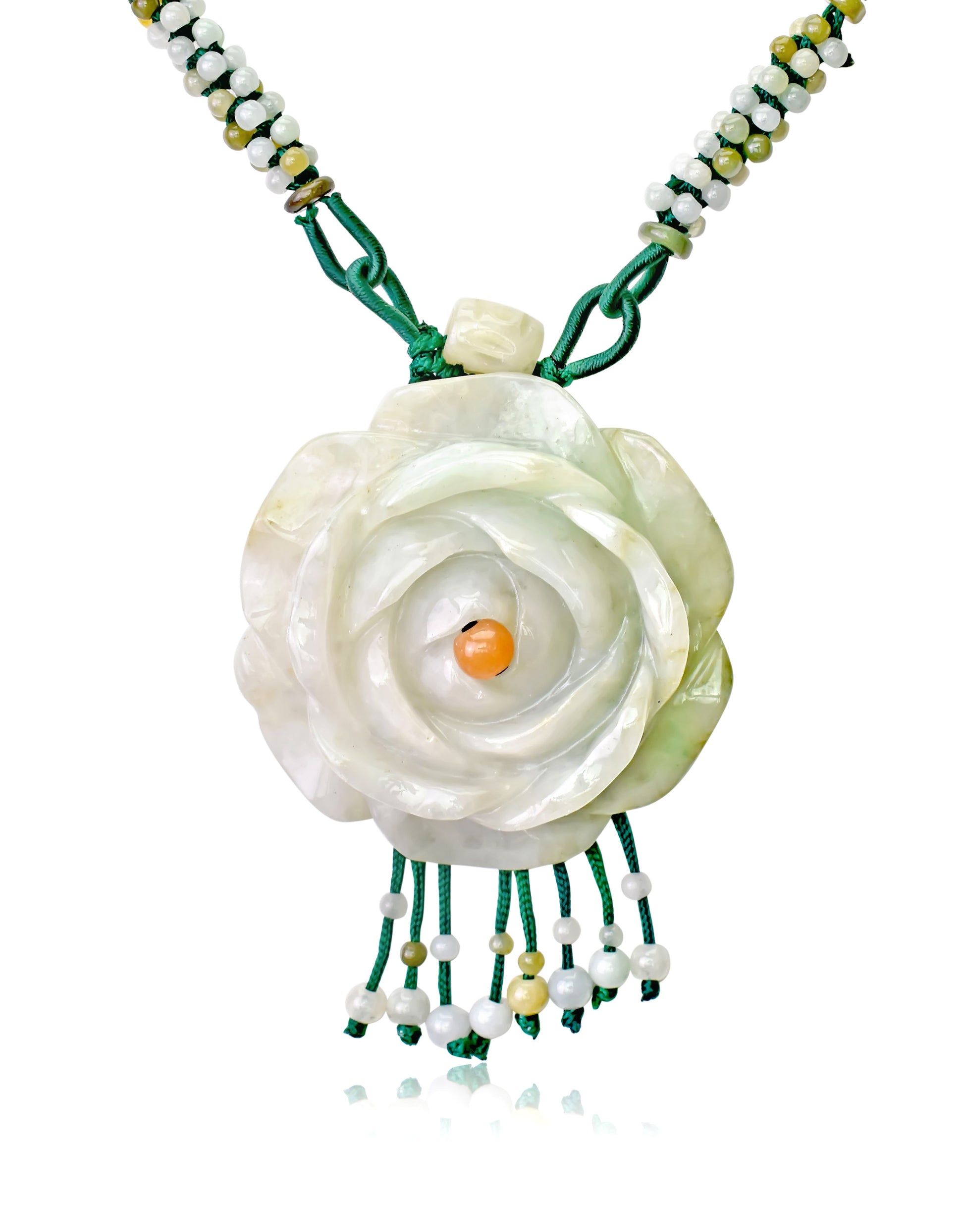 Capture Everyone’s Attention with a Beautiful Rose and 100 beads Jade Necklace