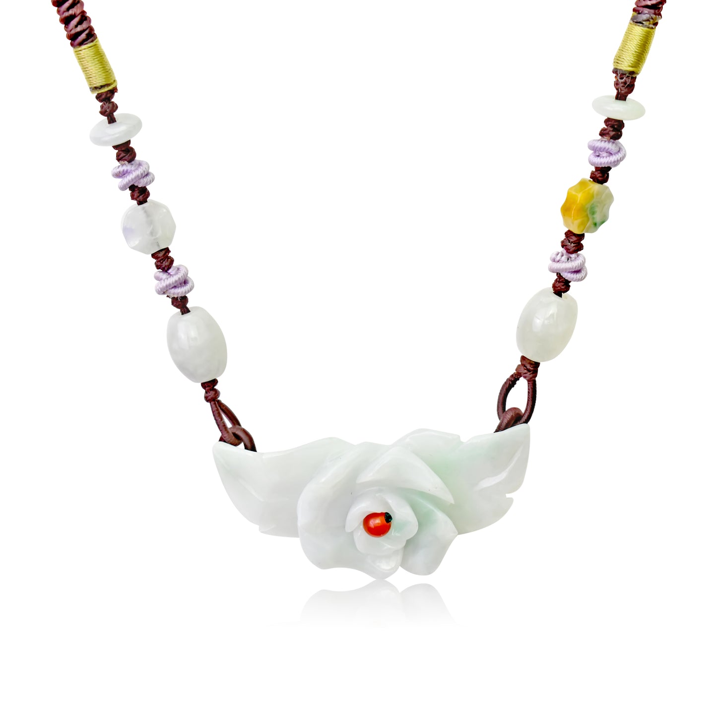 Get Your Love Story Started with Rose Jade Necklace made with Brown Cord