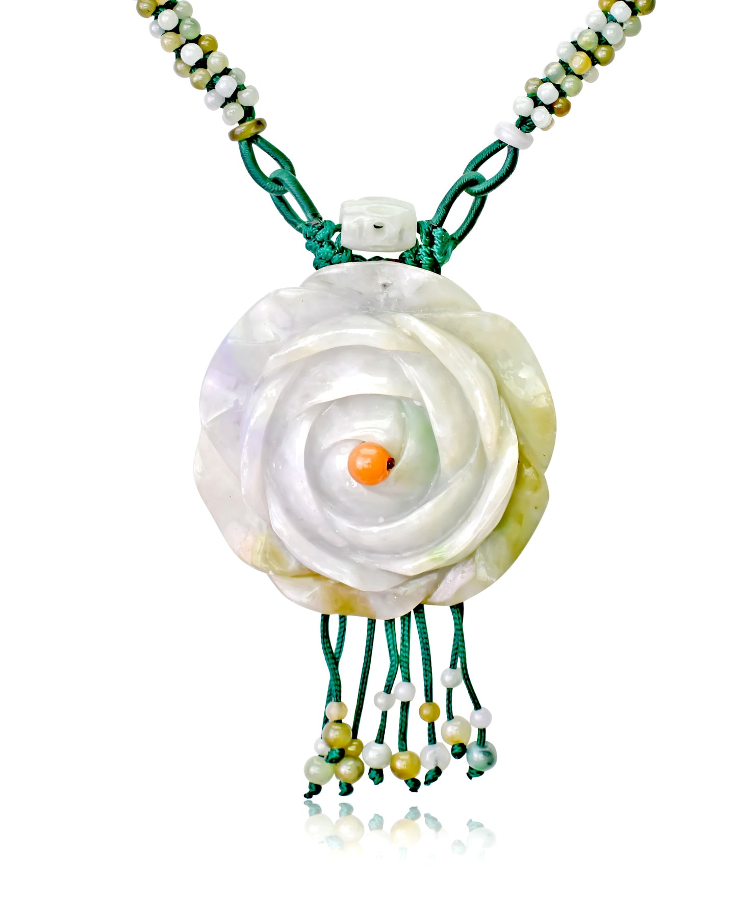 Capture Everyone’s Attention with a Beautiful Rose and 100 beads Jade Necklace