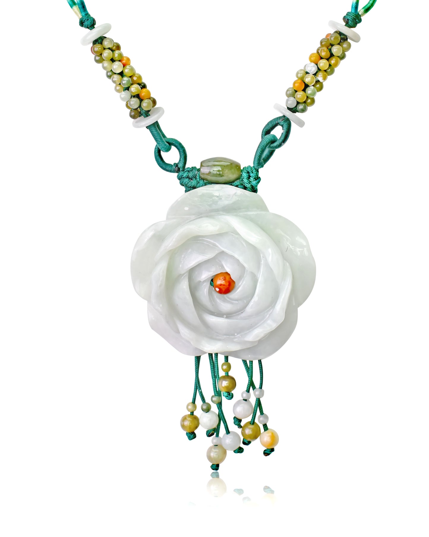 Capture Everyone’s Attention with a Beautiful Rose and 100 beads Jade Necklace