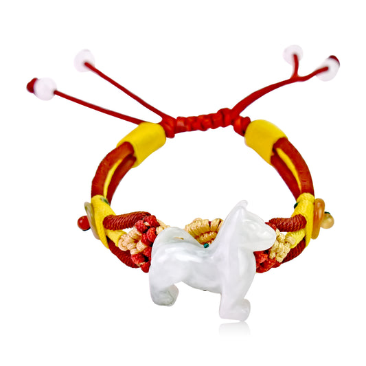 Embrace Your Trustworthiness with a Dog Zodiac Handmade Jade Bracelet made with Maroon Cord