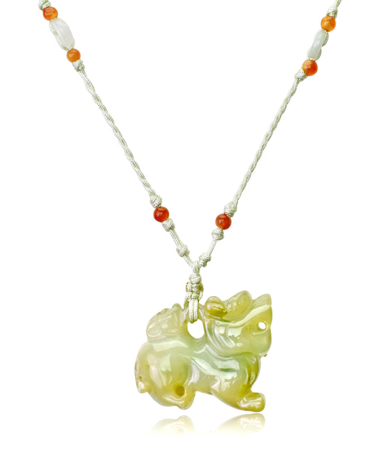 Unleash Your Inner Lion with a Unique Jade Necklace with Sea Green Cord