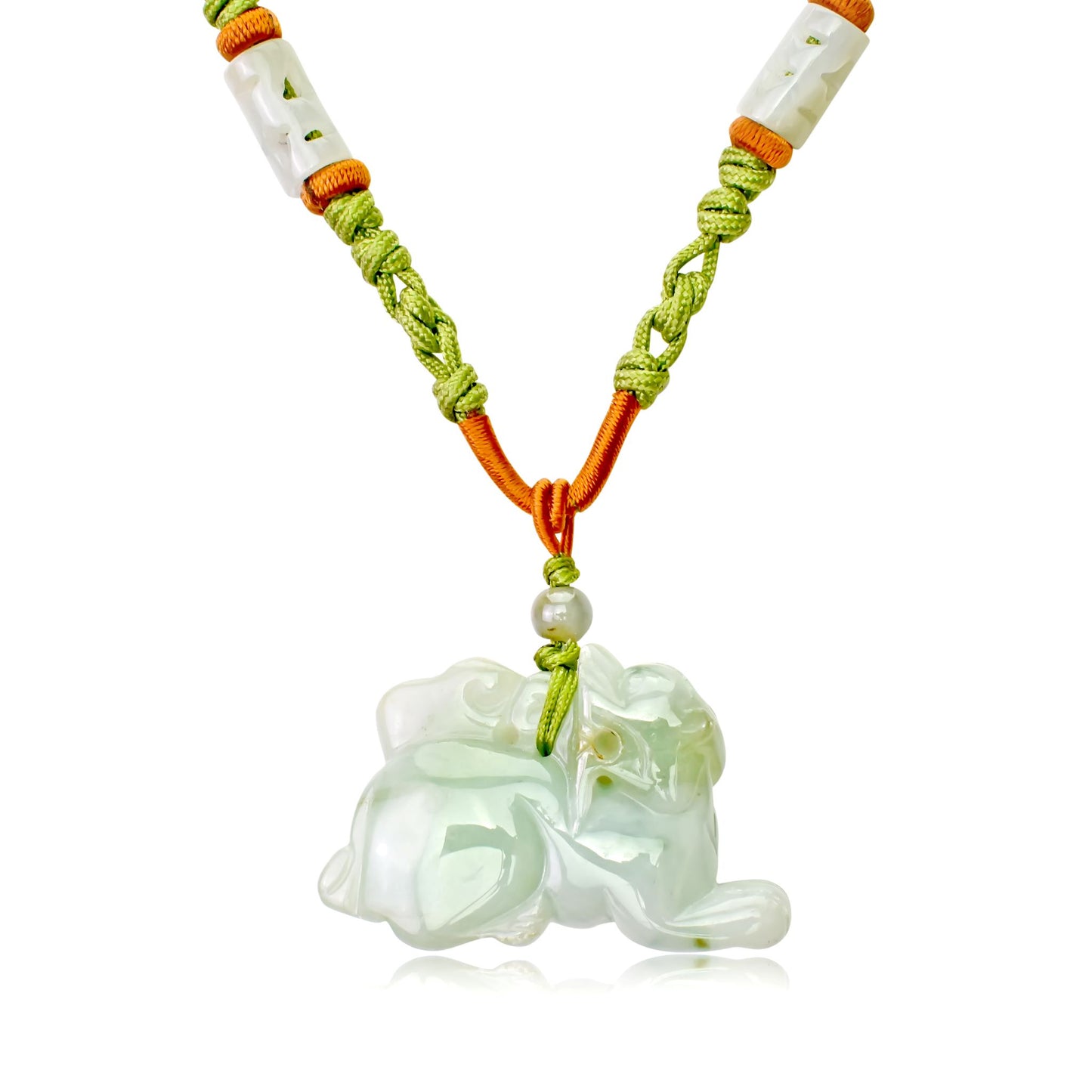 Get Ready to Roar with the Unique Lion Jade Necklace made with Lime Cord