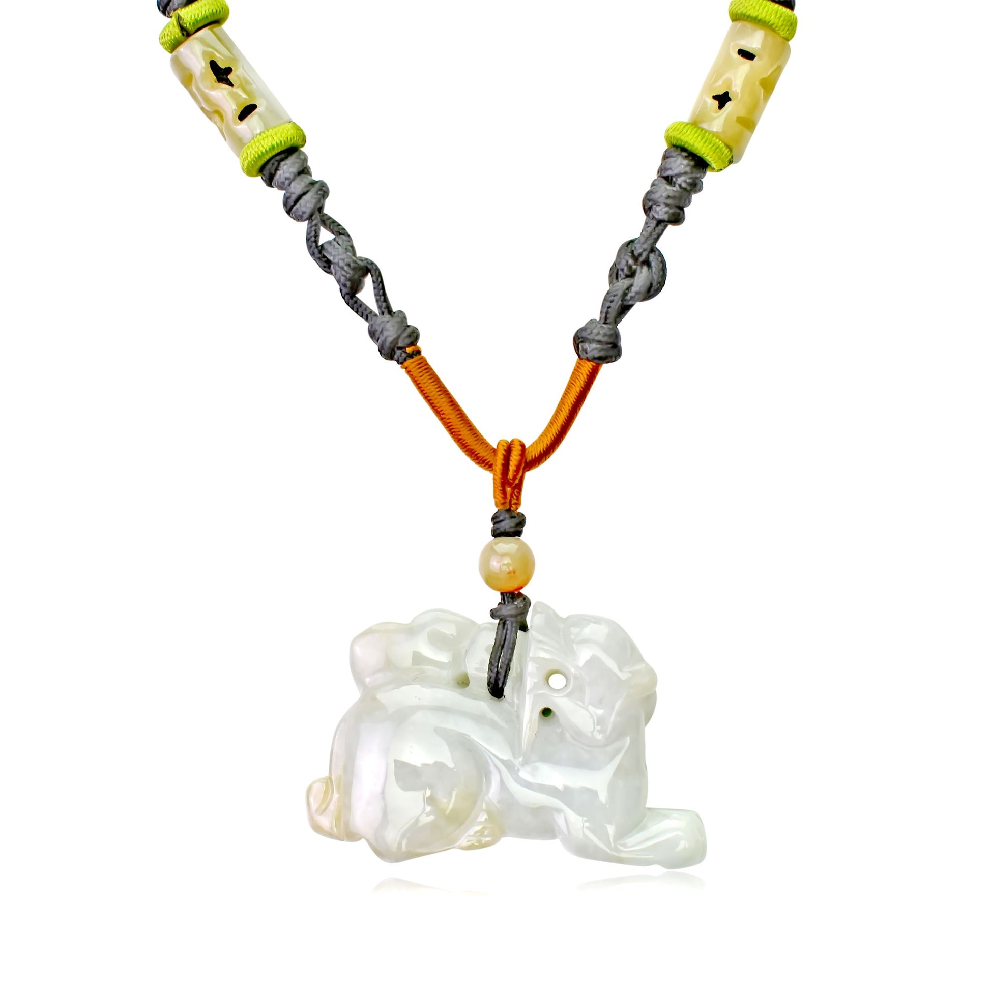 Get Ready to Roar with the Unique Lion Jade Necklace with Black Cord