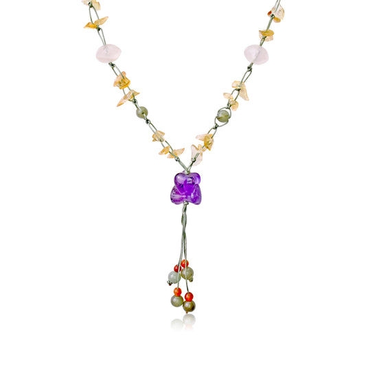 Wear a Captivating Triple Amethyst Heart Gemstones Necklace Pendant