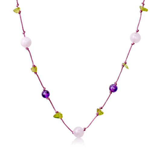 Get the Perfect Fit with Handmade Rose Quartz and Amethyst Necklace