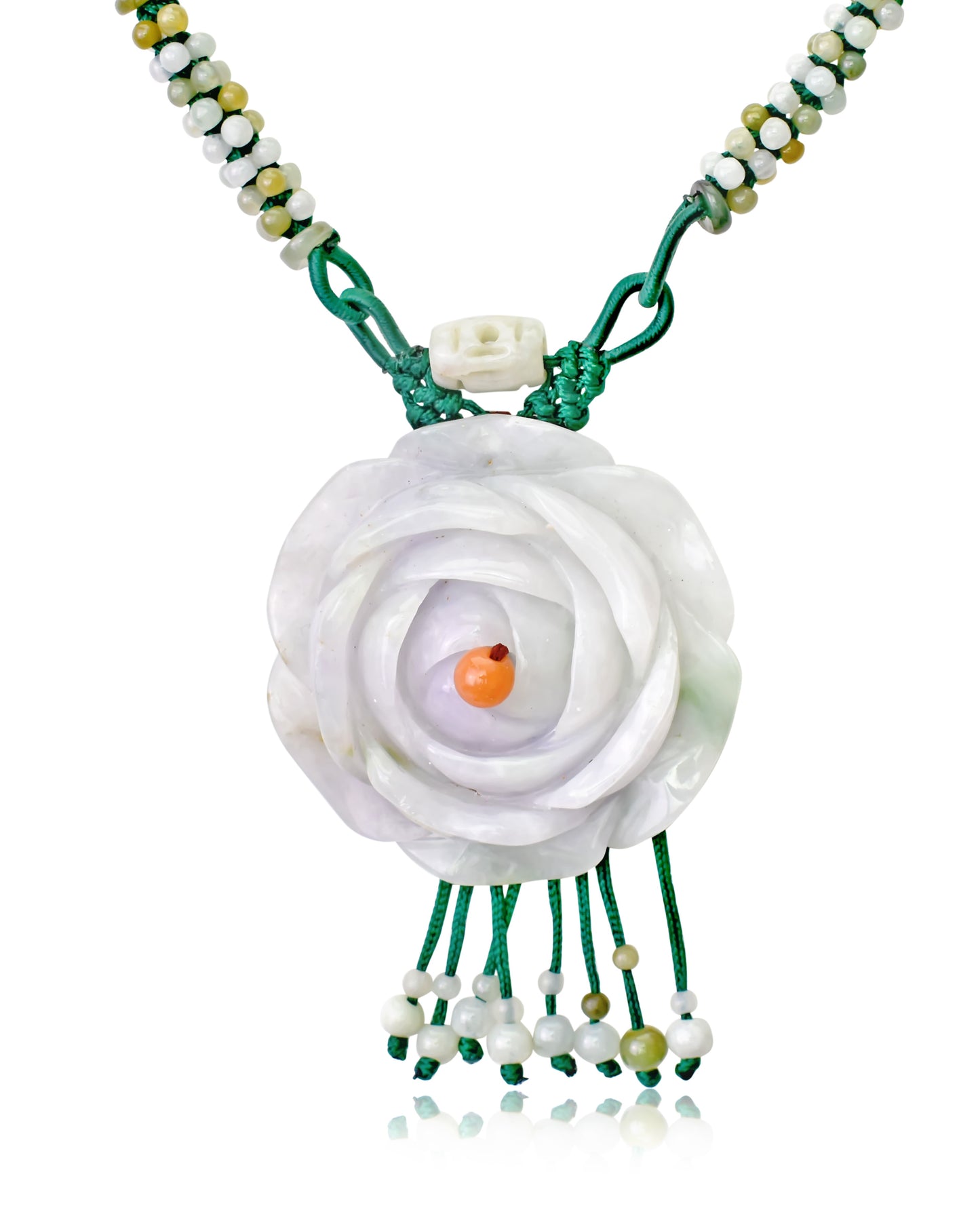 Capture Everyone’s Attention with a Beautiful Rose and 100 beads Jade Necklace