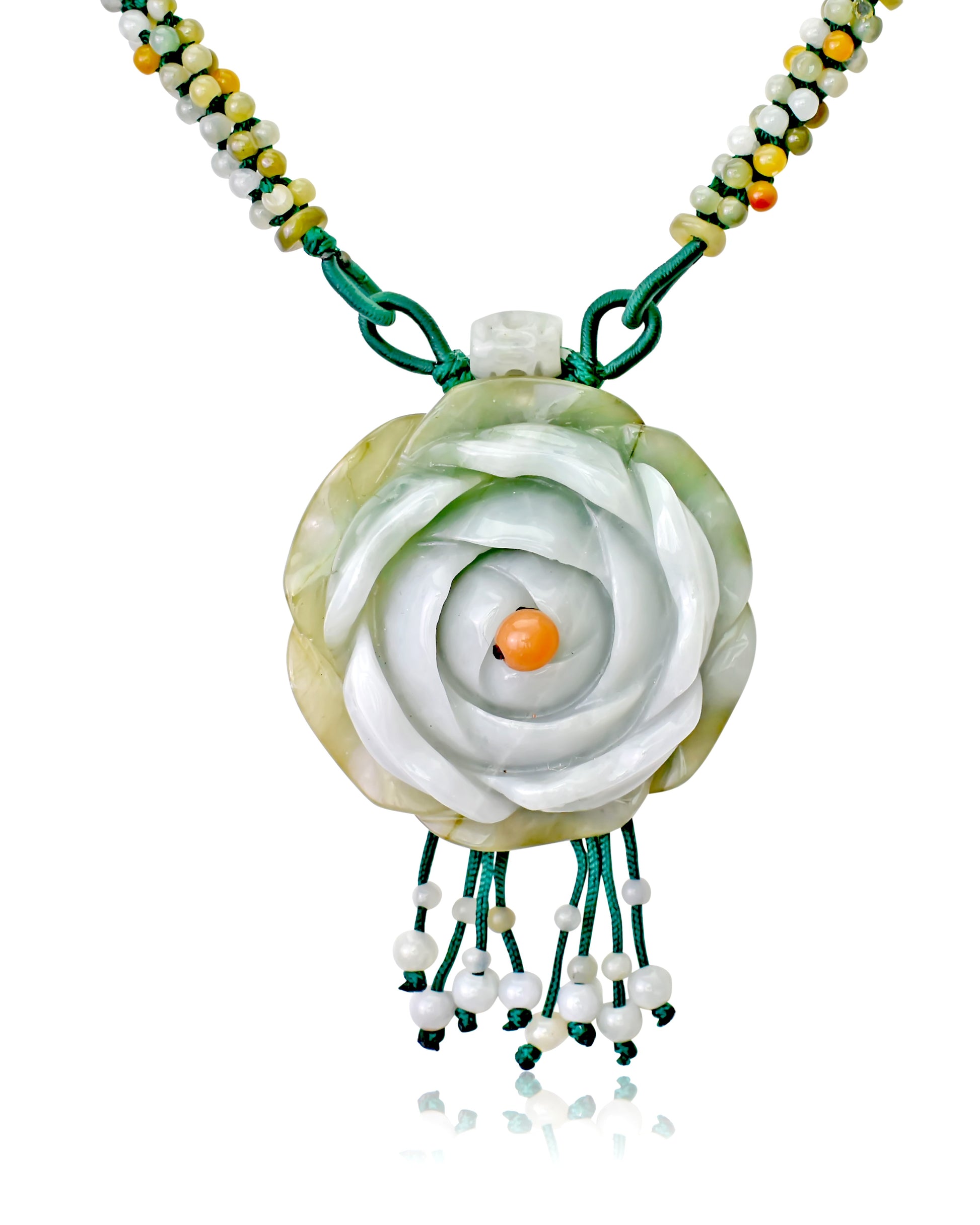 Capture Everyone’s Attention with a Beautiful Rose and 100 beads Jade Necklace