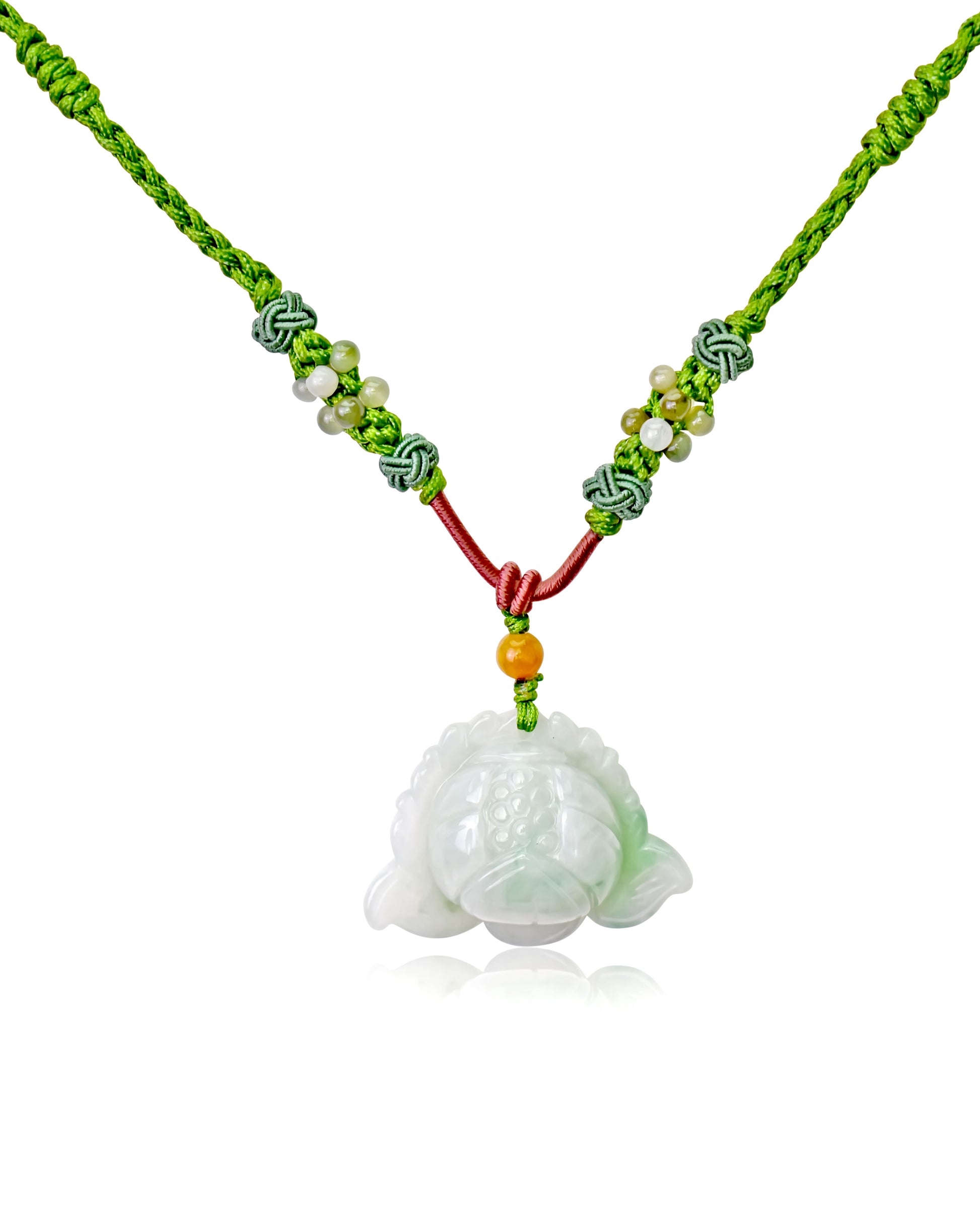 Purity in Your Life with Lotus Flower Jade Necklace made with Lime Cord