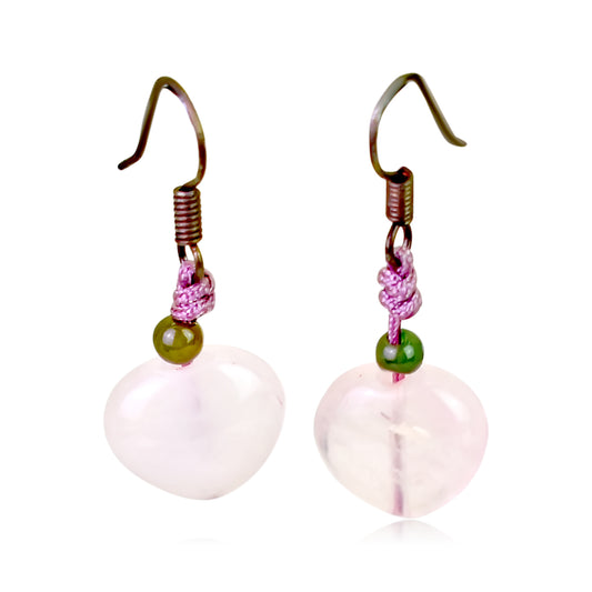 Rose Quartz Heart Gemstone Earrings