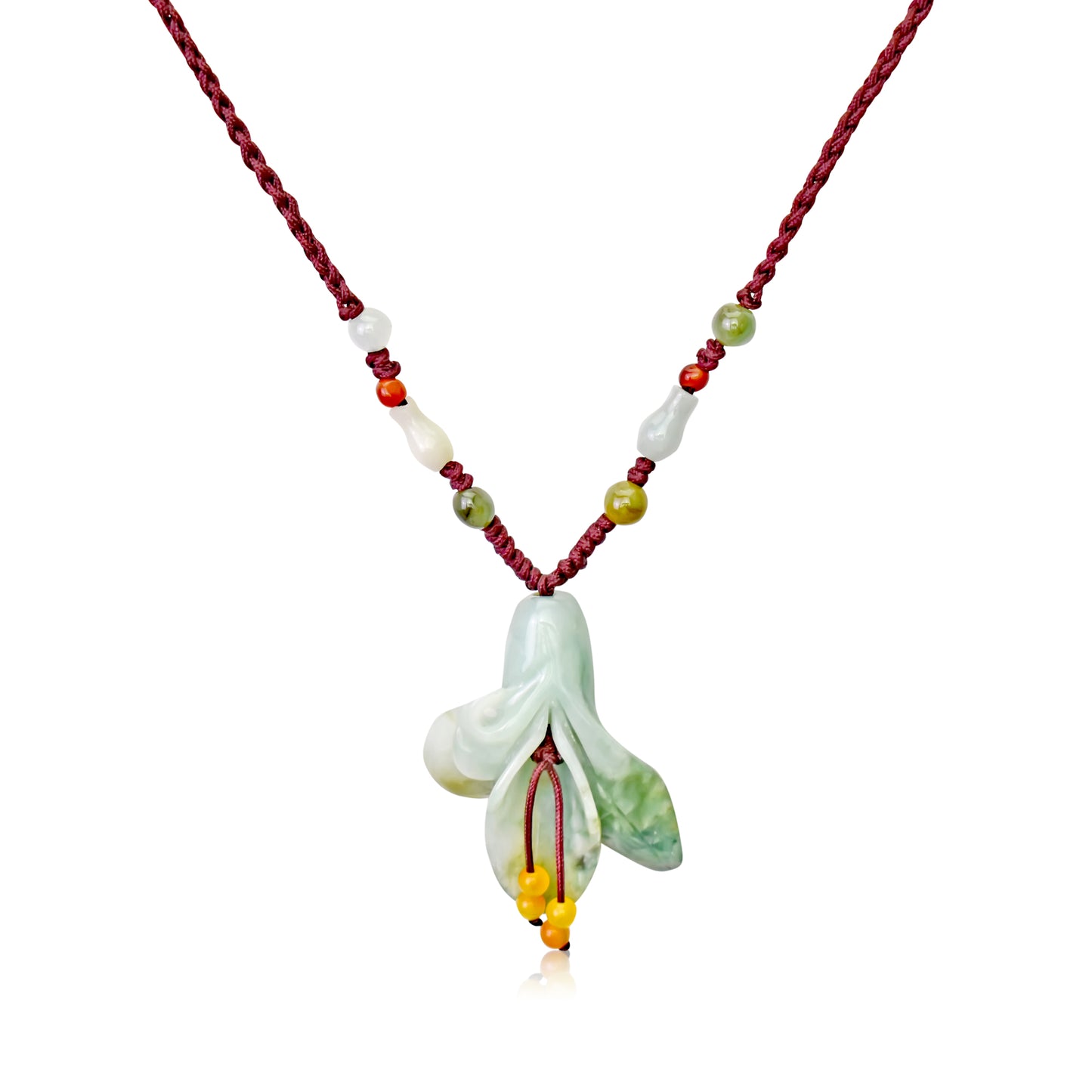 Add Beauty and Charm with the Calla Lily Necklace made with Brown Cord
