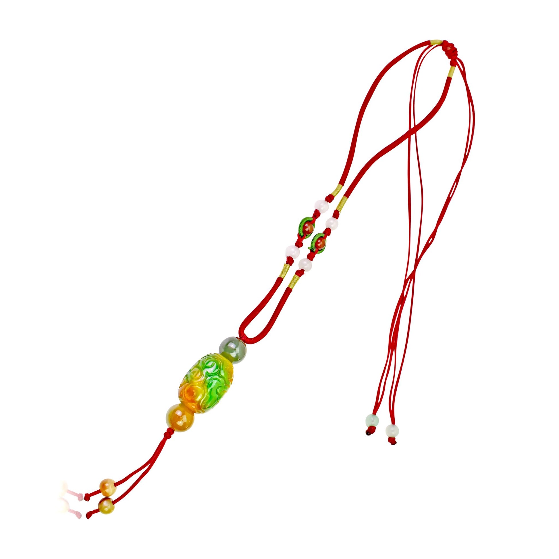 Add Opulence to Your Wardrobe with the Embroidery Jade Pendant Necklace made with Maroon Cord