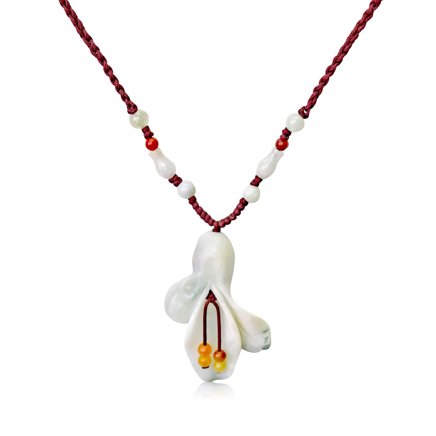 Add Beauty and Charm with the Calla Lily Necklace made with Brown Cord