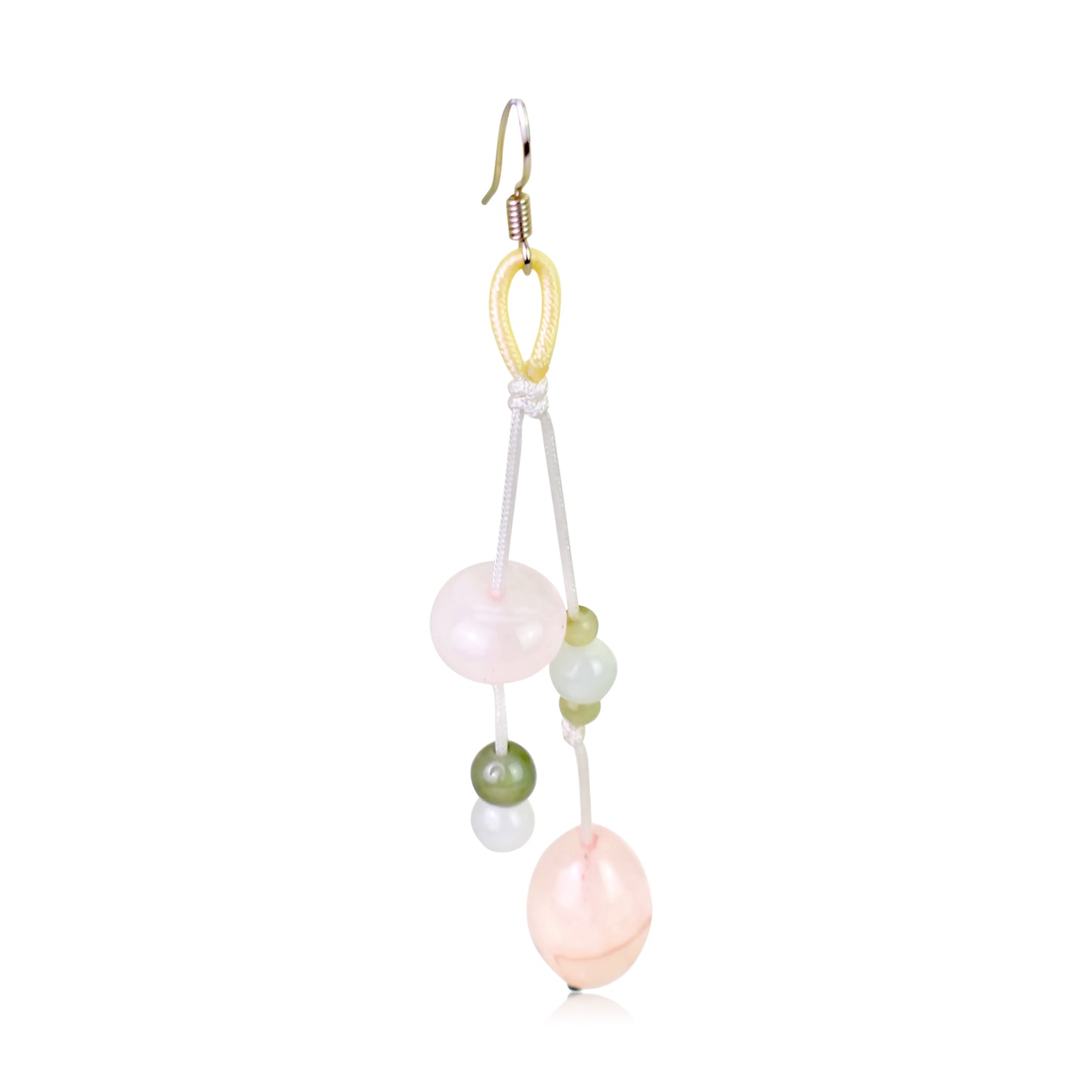 Put the Love into Your Look with Exquisite Rose Quartz Earrings made with White Cord