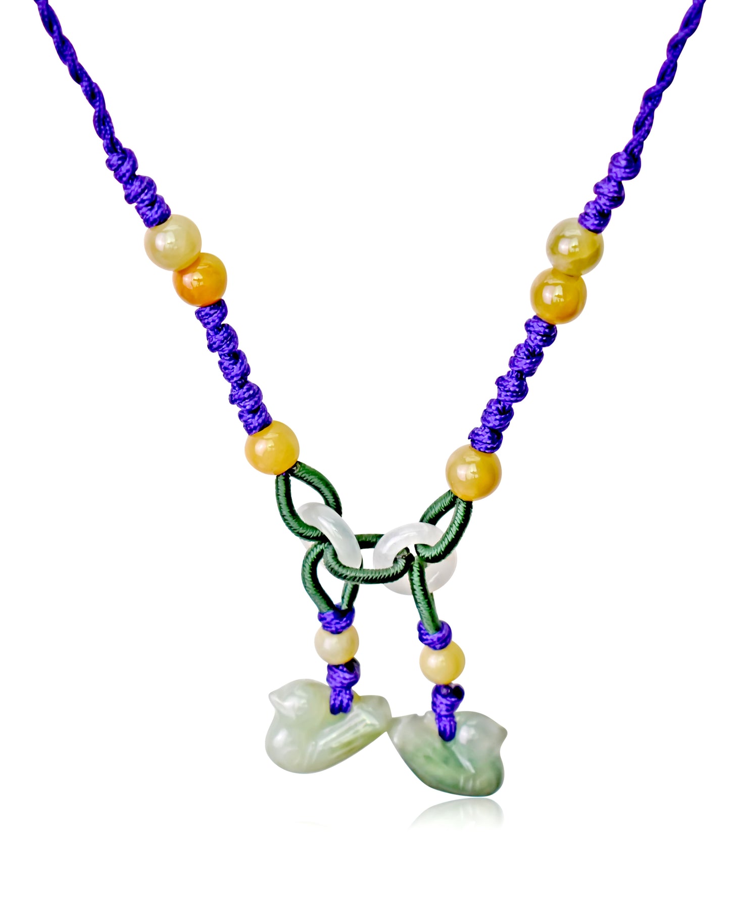 Feel Your Inner Strength with Charming Doves Jade Necklace made with Purple Cord