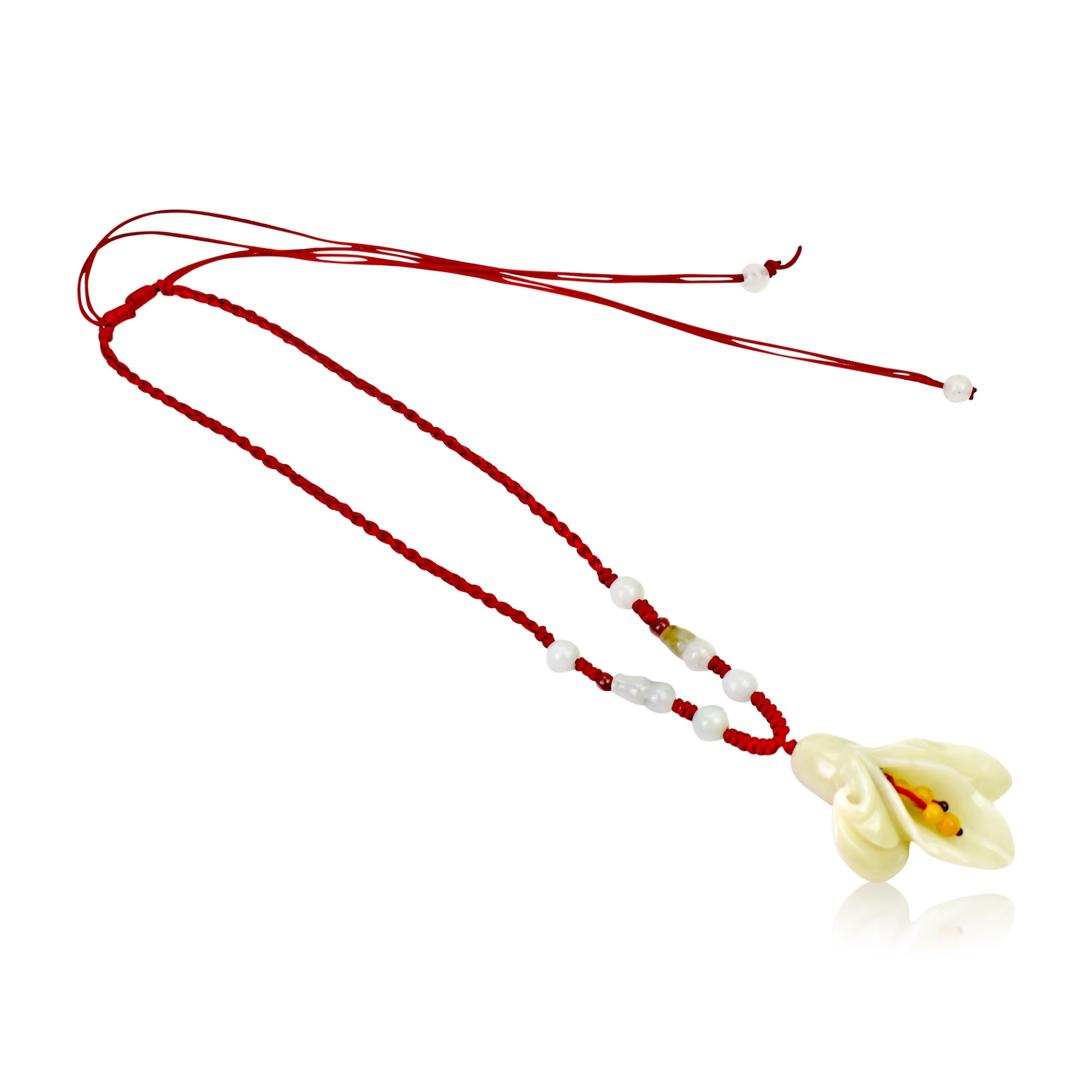 Add Feminine Charm with "I am Yours" Calla Lily Necklace made with Maroon Cord