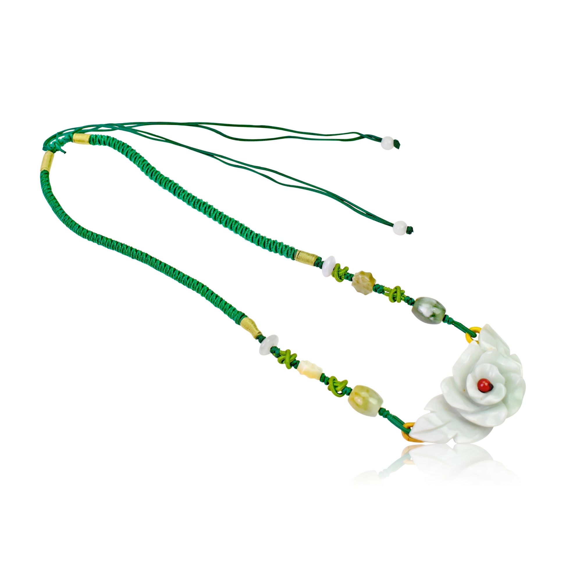 Get Your Love Story Started with Rose Jade Necklace made with Green Cord