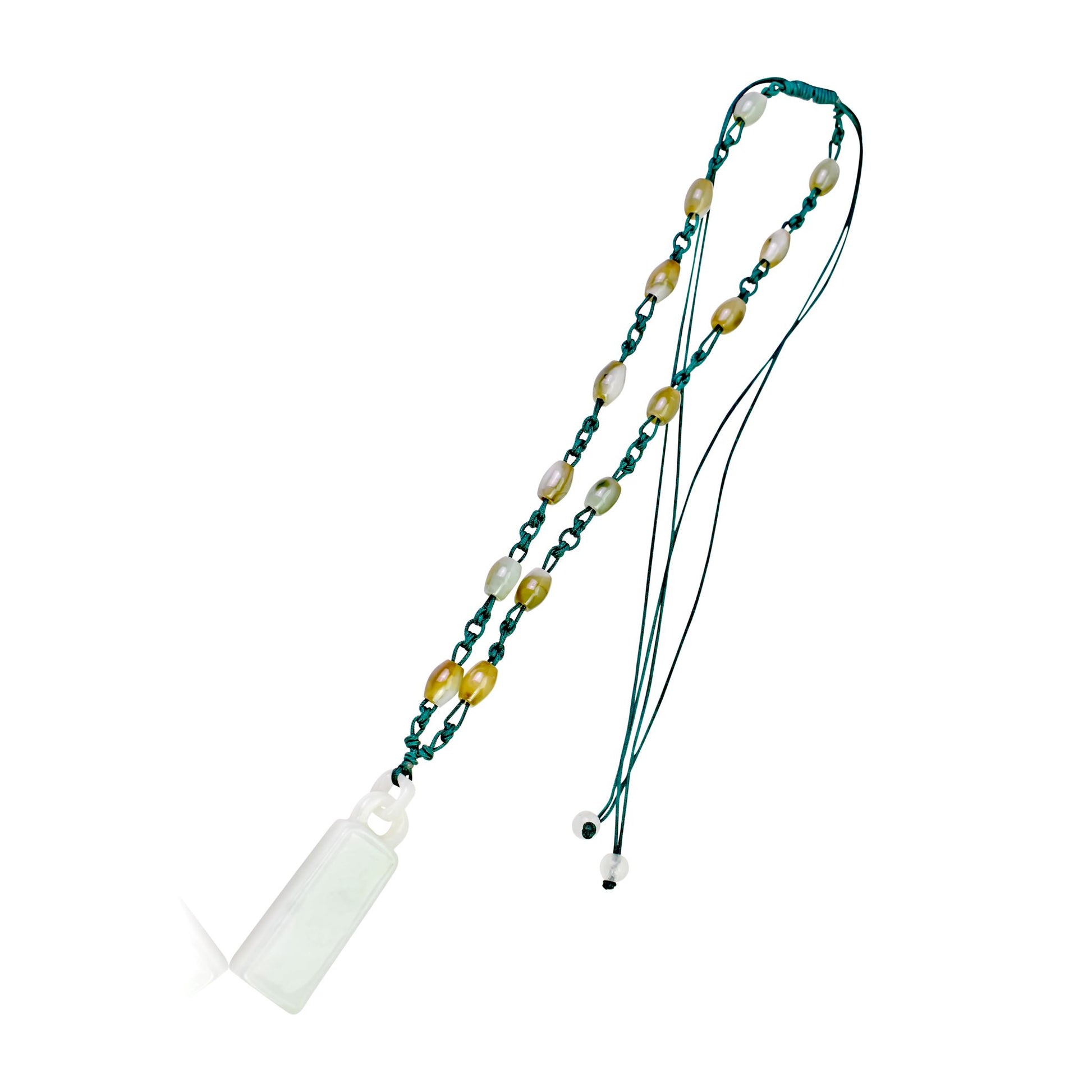 Add Stability to your Life with the Bar Jade Pendant Necklace made with Green Cord