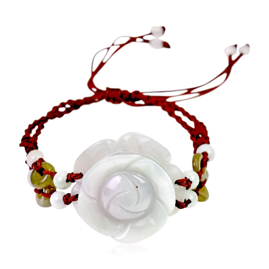 Show Off Your Style with Our Spectacular Rose Flower Handmade Jade Bracelet