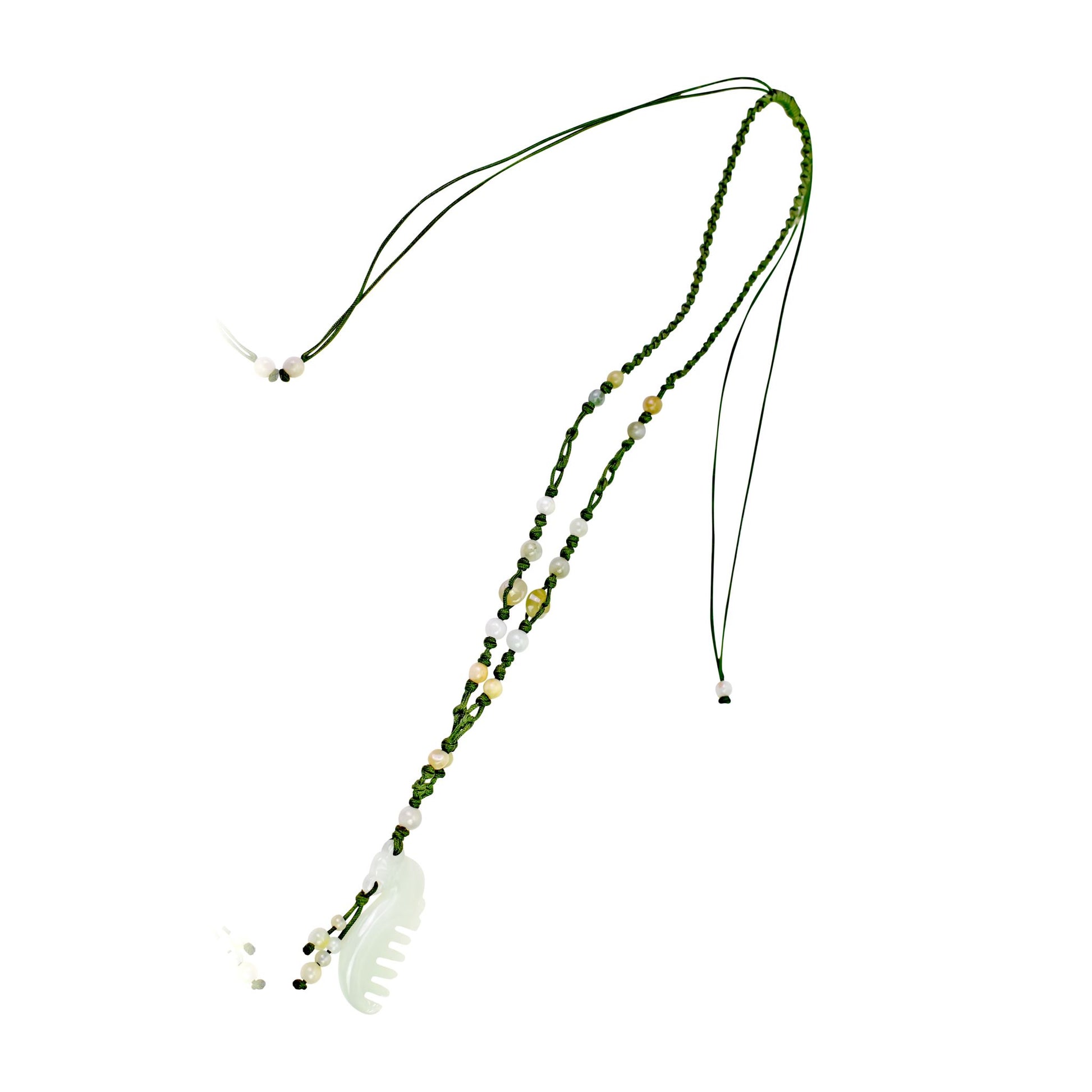 Stylish Comb Handmade Jade Necklace Pendant