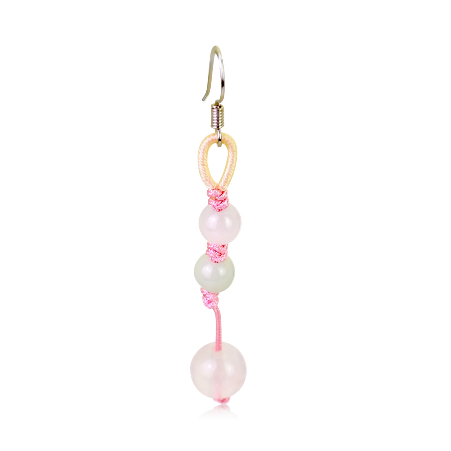 Add a Little Color to Your Look with Playful Beads Rose Quartz Earrings made with Pink Cord