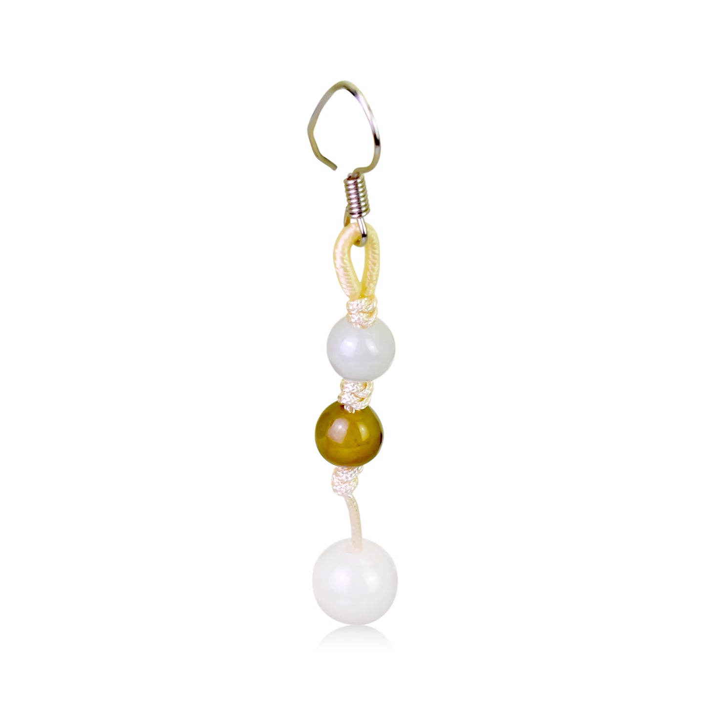 Add a Little Color to Your Look with Playful Beads Rose Quartz Earrings made with White Cord