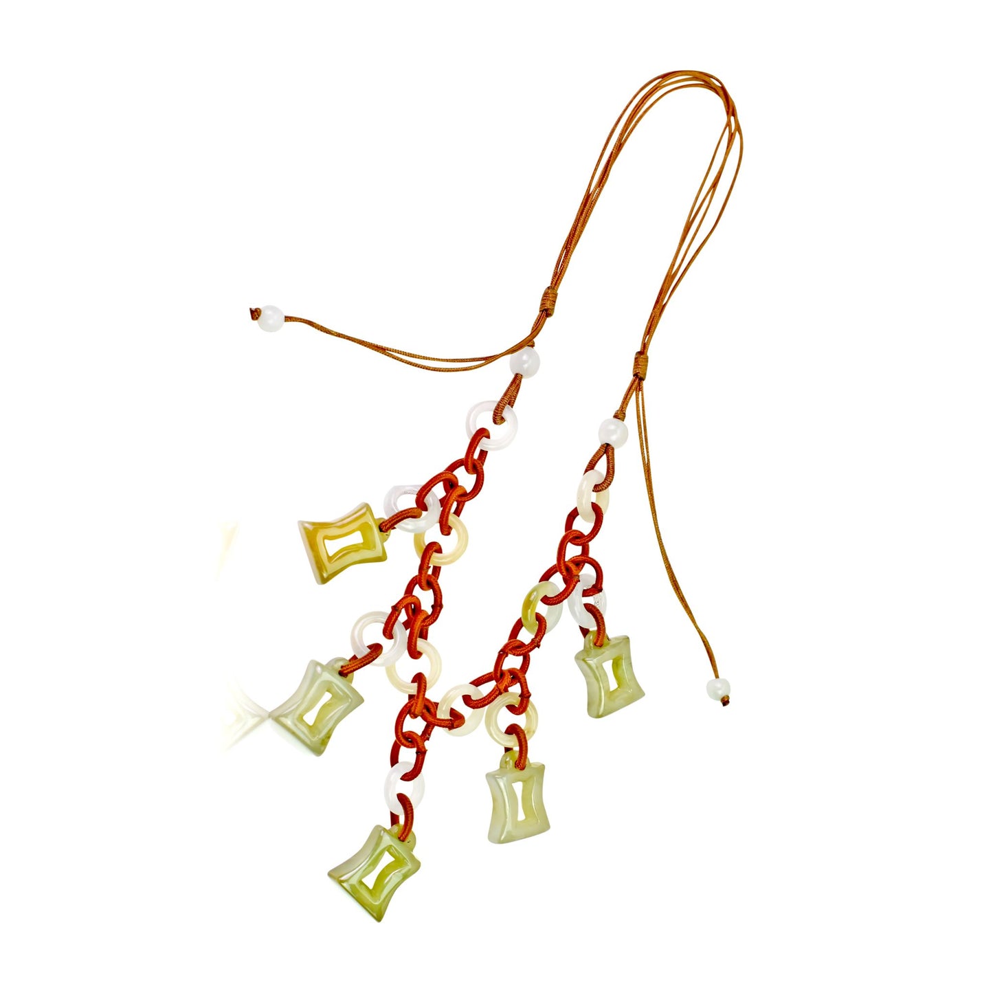 Shine Bright with a Uniquely Crafted Gemini Astrology Jade Necklace made with Brown Cord