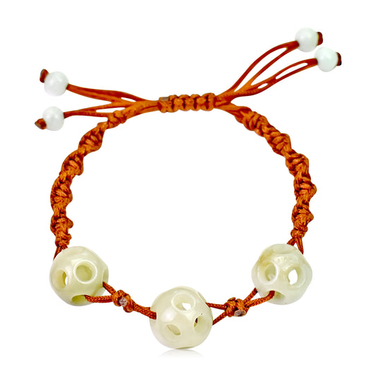 Get the Look: Triple Spherical Perforated Beads Handmade Jade Bracelet
