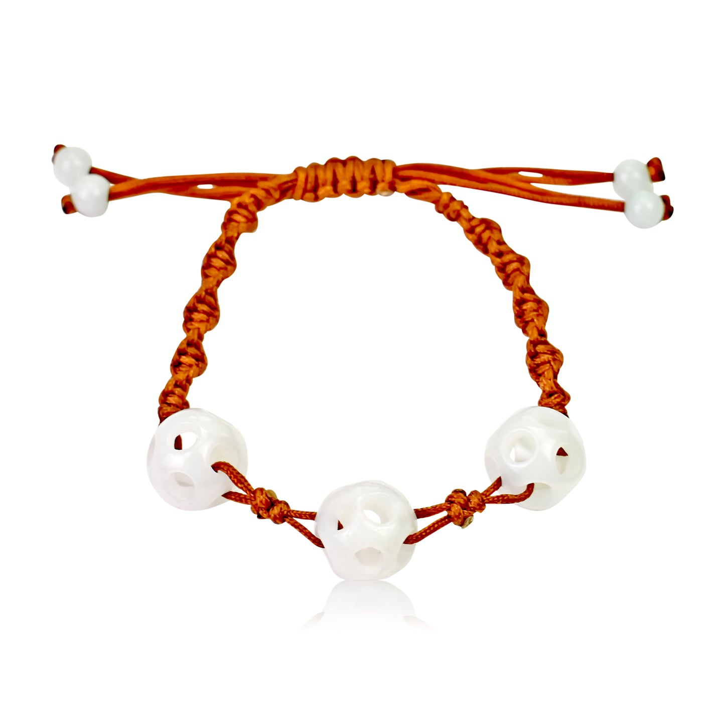 Get the Look: Triple Spherical Perforated Beads Handmade Jade Bracelet