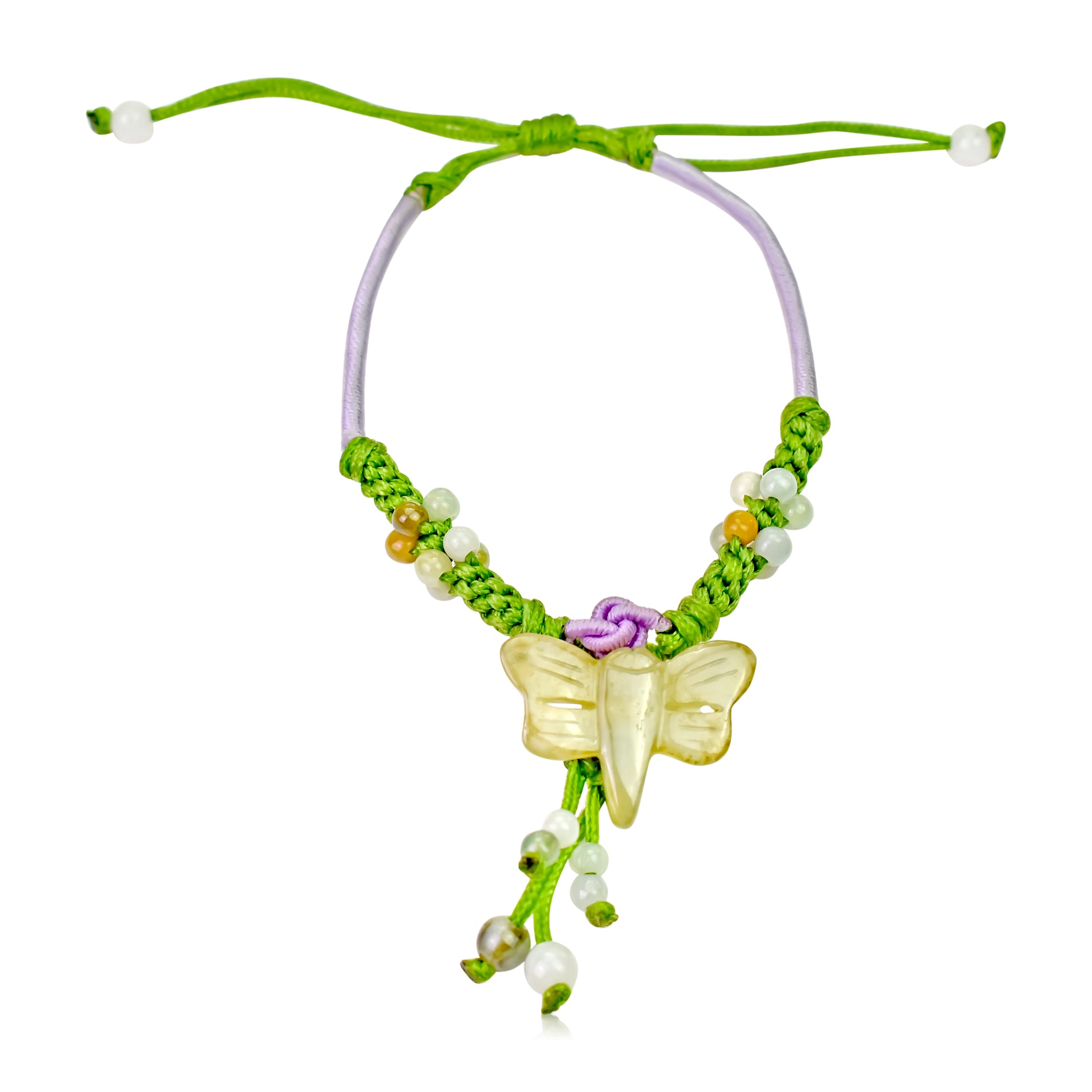 Get an Adjustable Dragonfly Jade Bracelet for a Perfect Fit made  with Lavender Cord