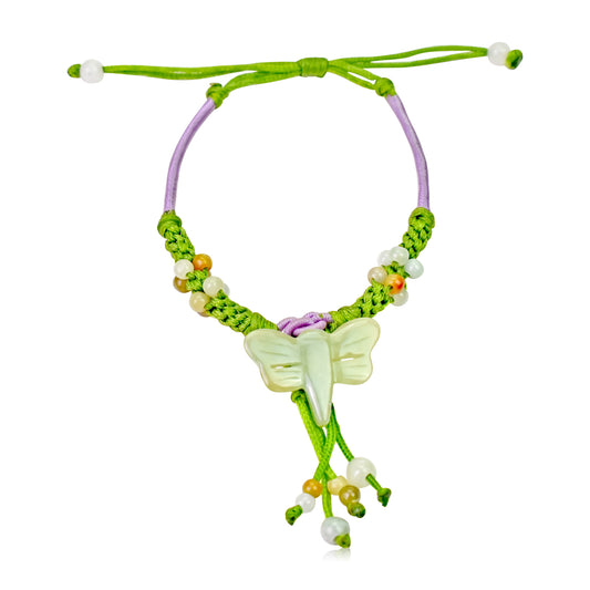 Get an Adjustable Dragonfly Jade Bracelet for a Perfect Fit made with Lavender Cord