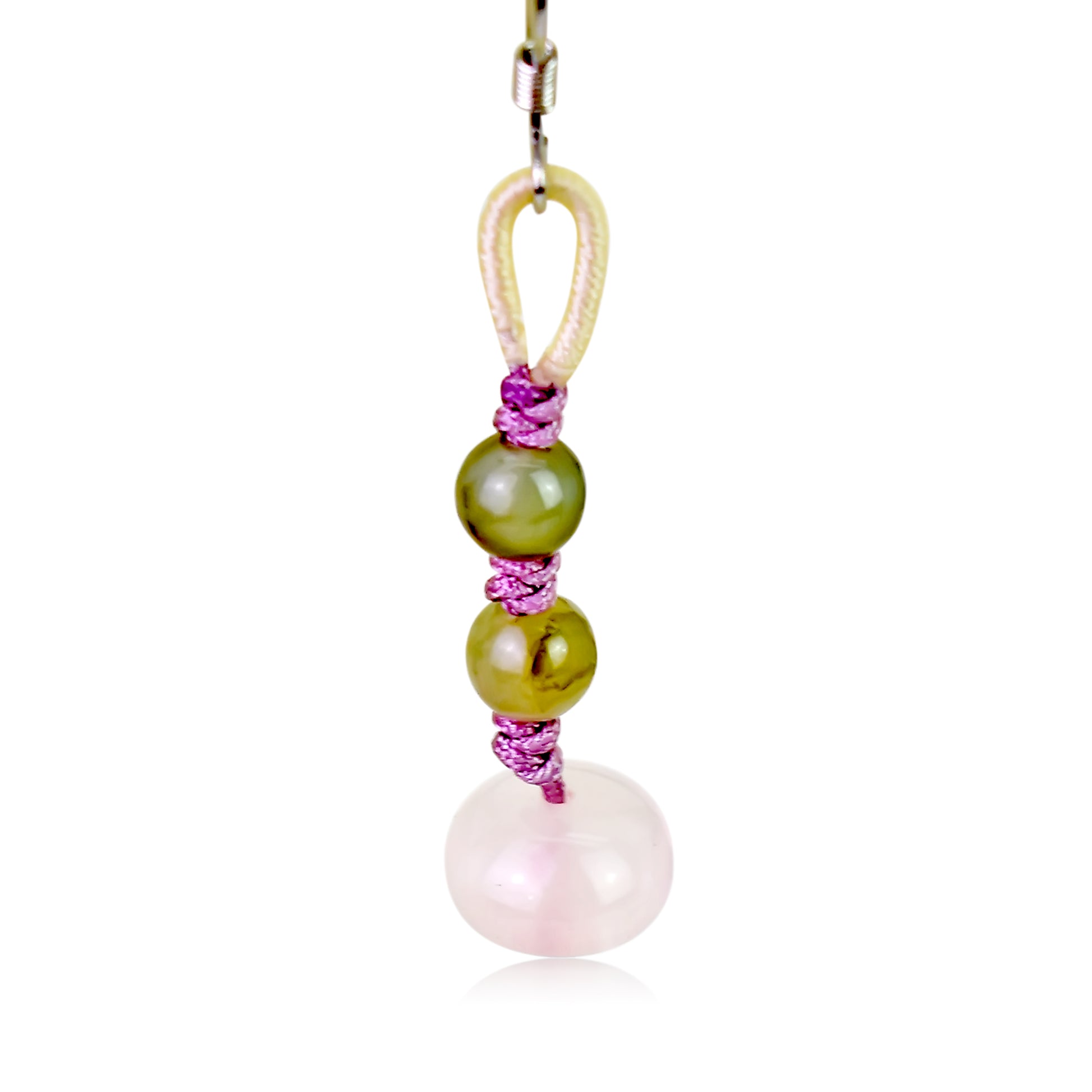 Put Your Best Look Forward with Spherical Beads Rose Quartz Earrings made with Purple Cord
