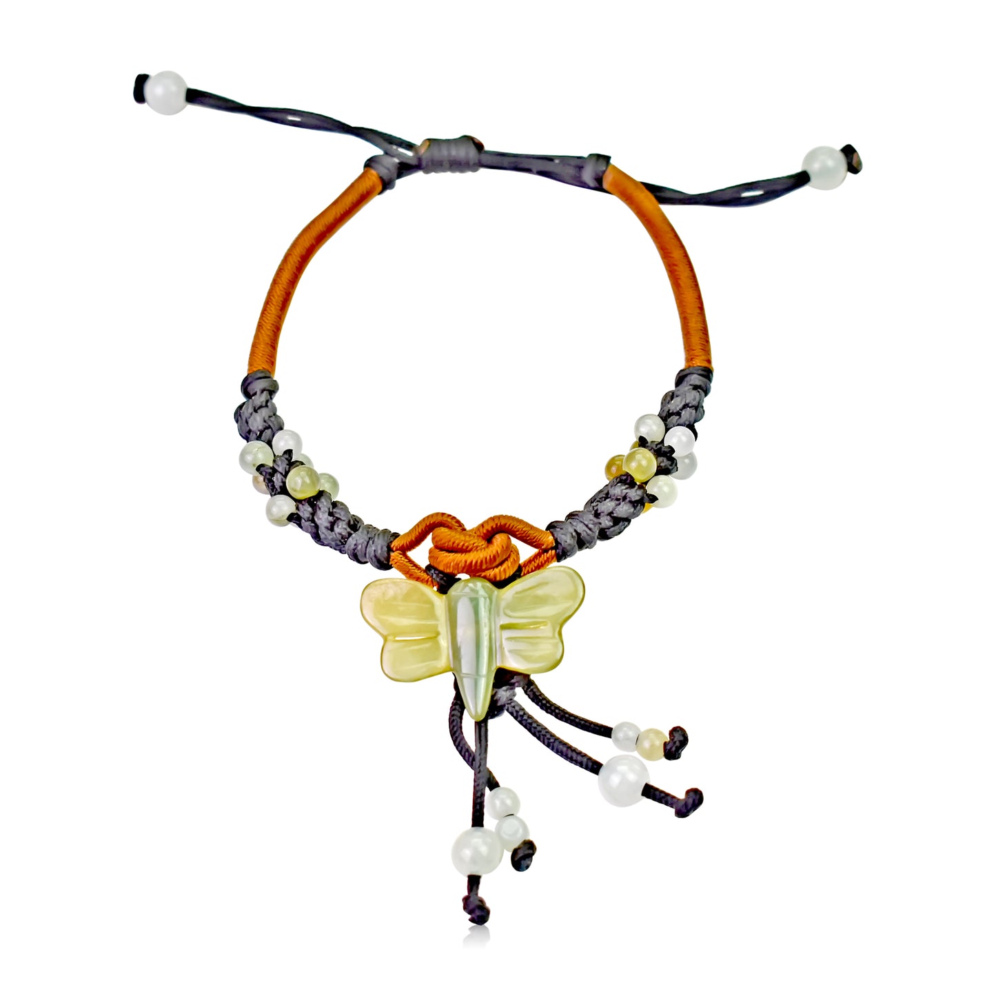 Get an Adjustable Dragonfly Jade Bracelet for a Perfect Fit made with Black Cord