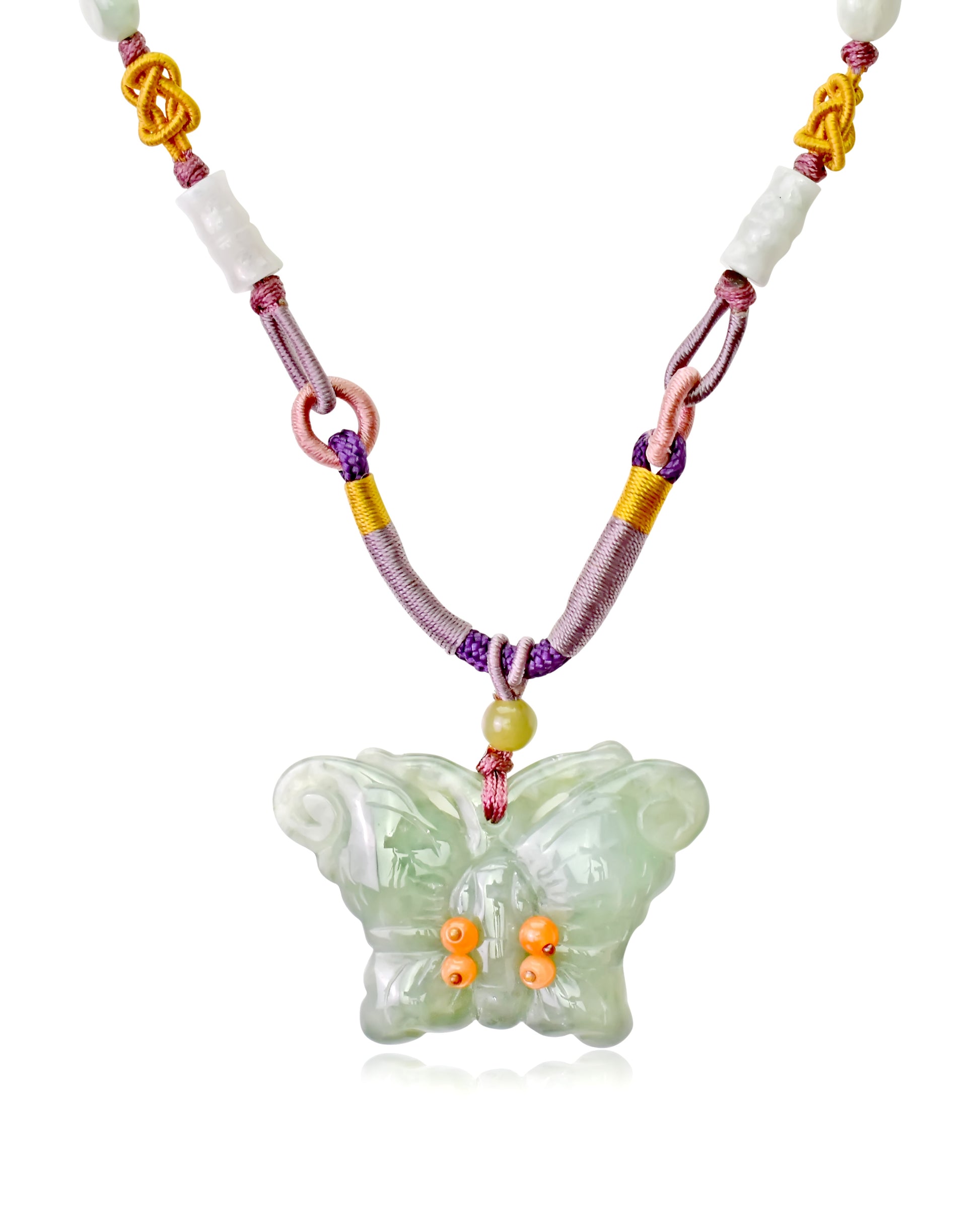 Add a Touch of Elegance to Your Look with the Handcrafted Jade Pendant made with Lavender Cord