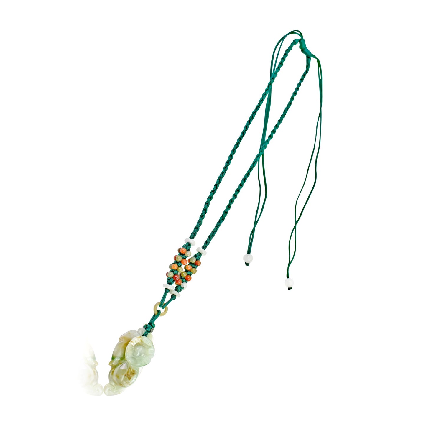 Get Crafted Elegance with orchid Handmade Jade Pendant made with Green Cord