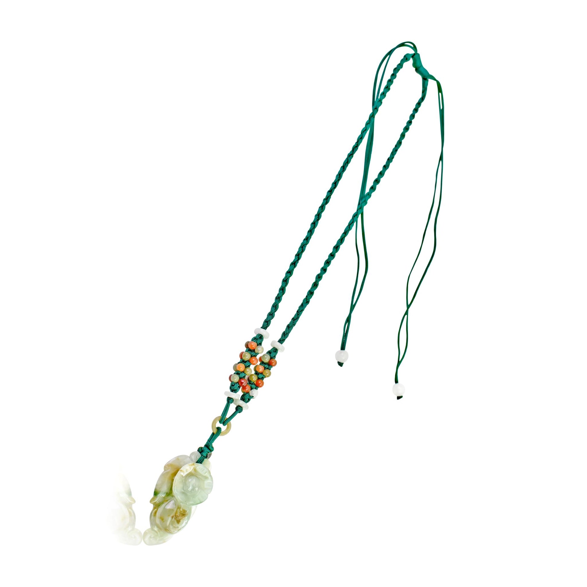 Get Crafted Elegance with orchid Handmade Jade Pendant made with Green Cord