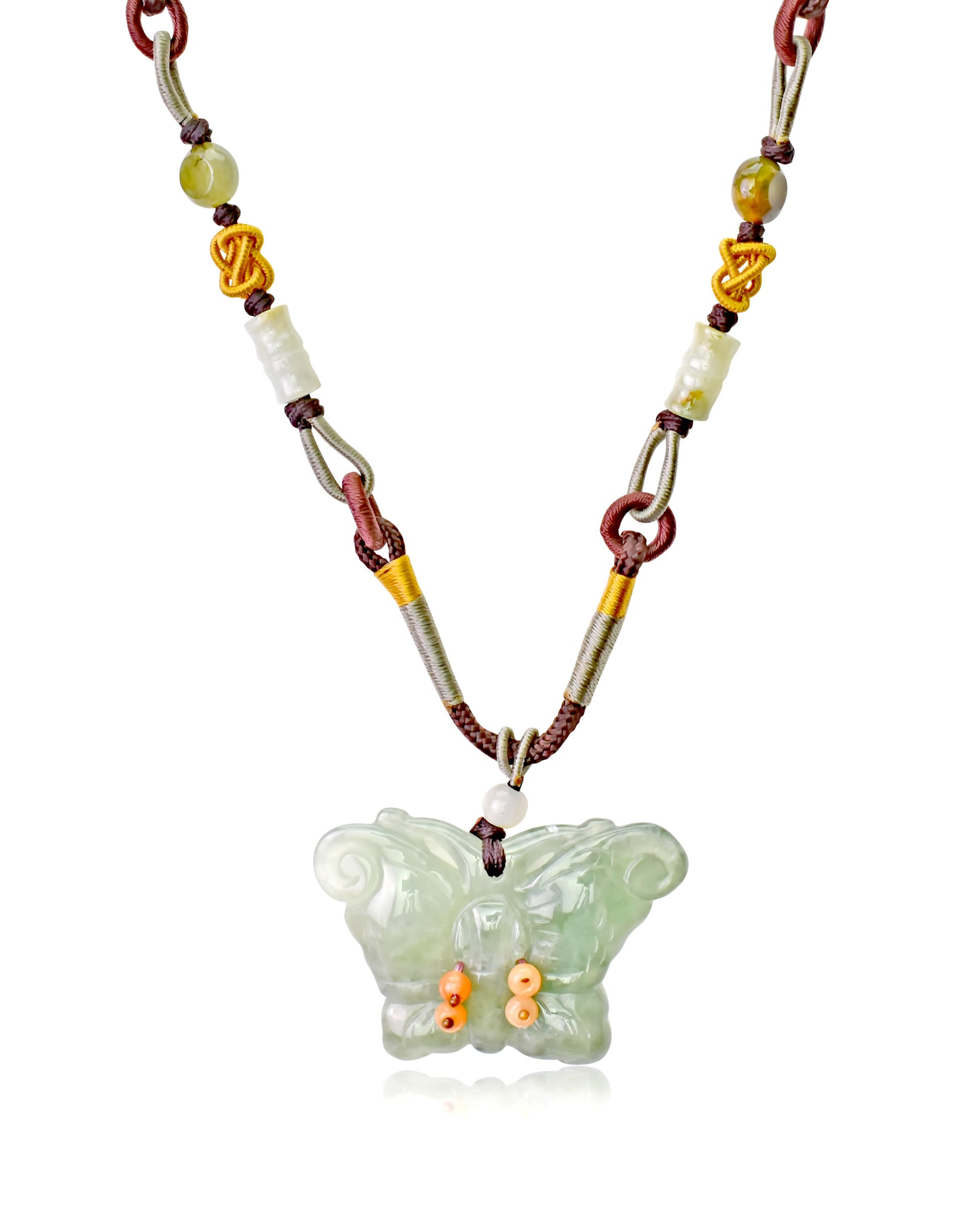 Add a Touch of Elegance to Your Look with the Handcrafted Jade Pendant made with Brown Cord