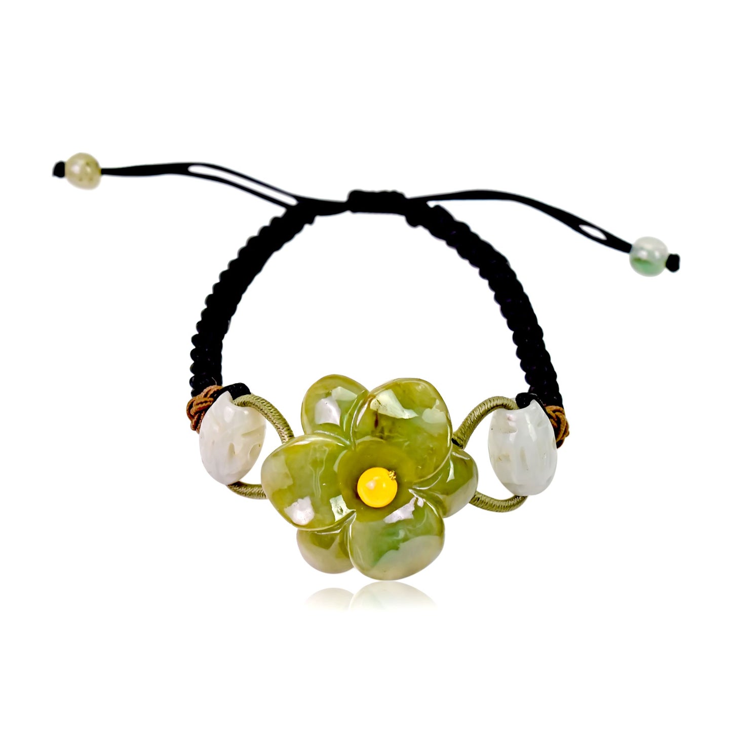 Show Off Your Unique Style with the Amaryllis Jade Bracelet made with Black Cord