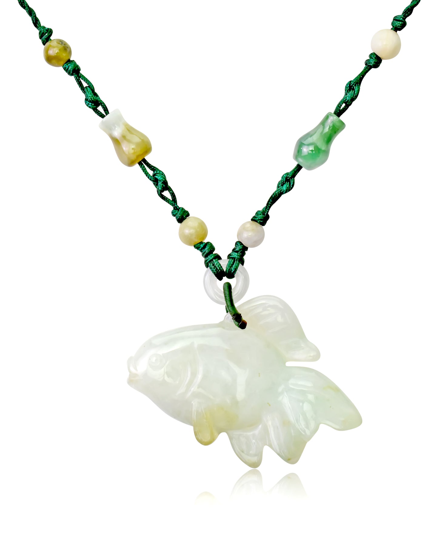 Accessorize in Style with a Hand Carved Crown Tail Fish Jade Pendant