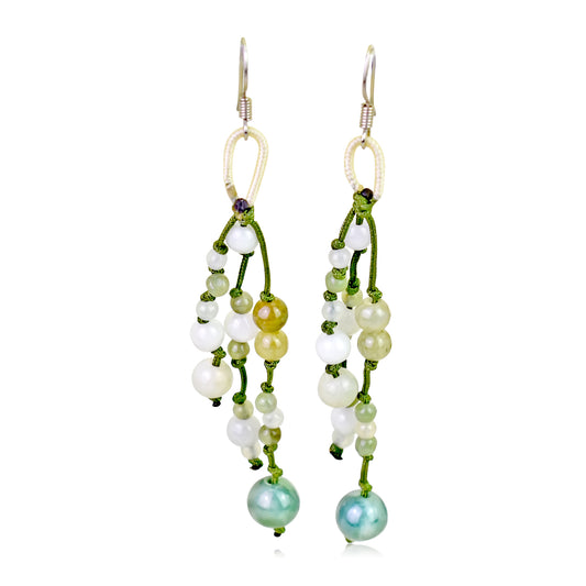 Add Some Colors and Dangle with this Breathtaking Jade Beads Earrings made with Green Cord
