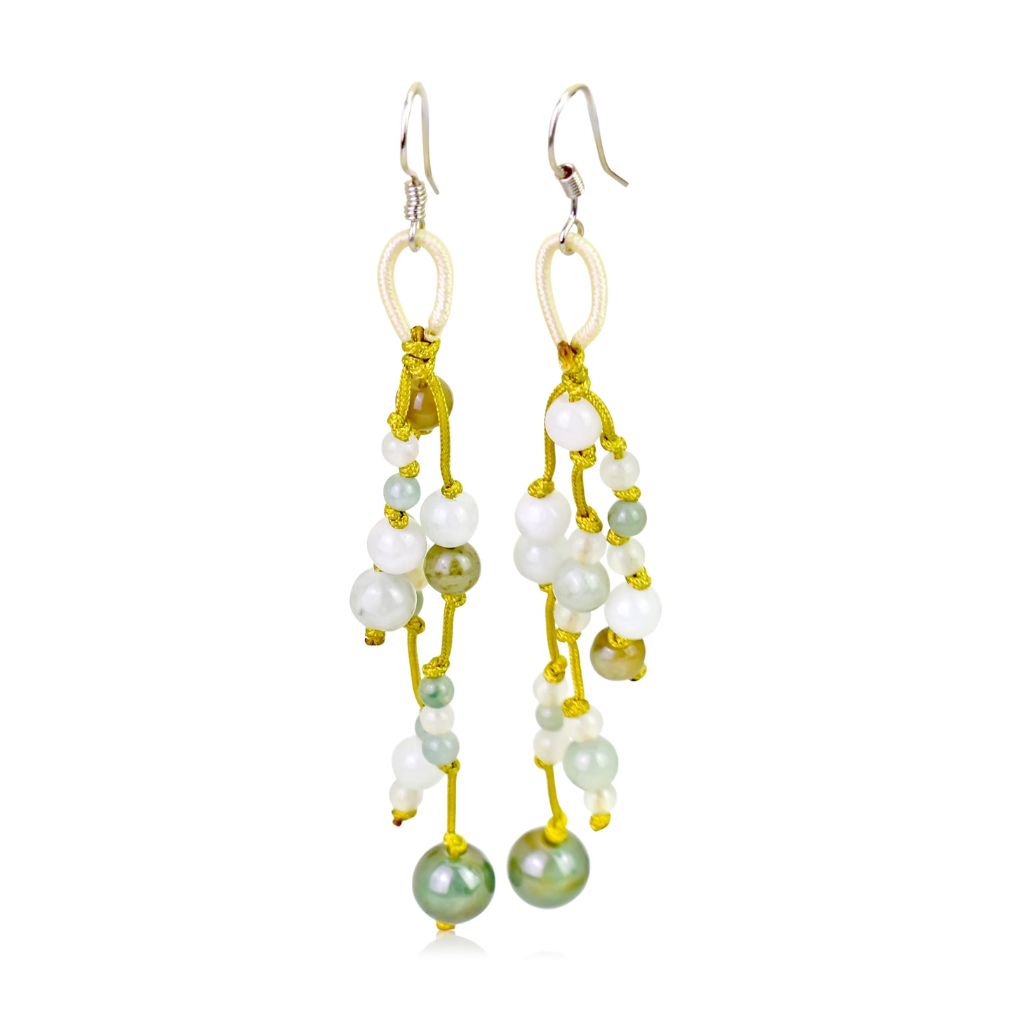 Add Some Colors and Dangle with this Breathtaking Jade Beads Earrings made with Yellow Cord