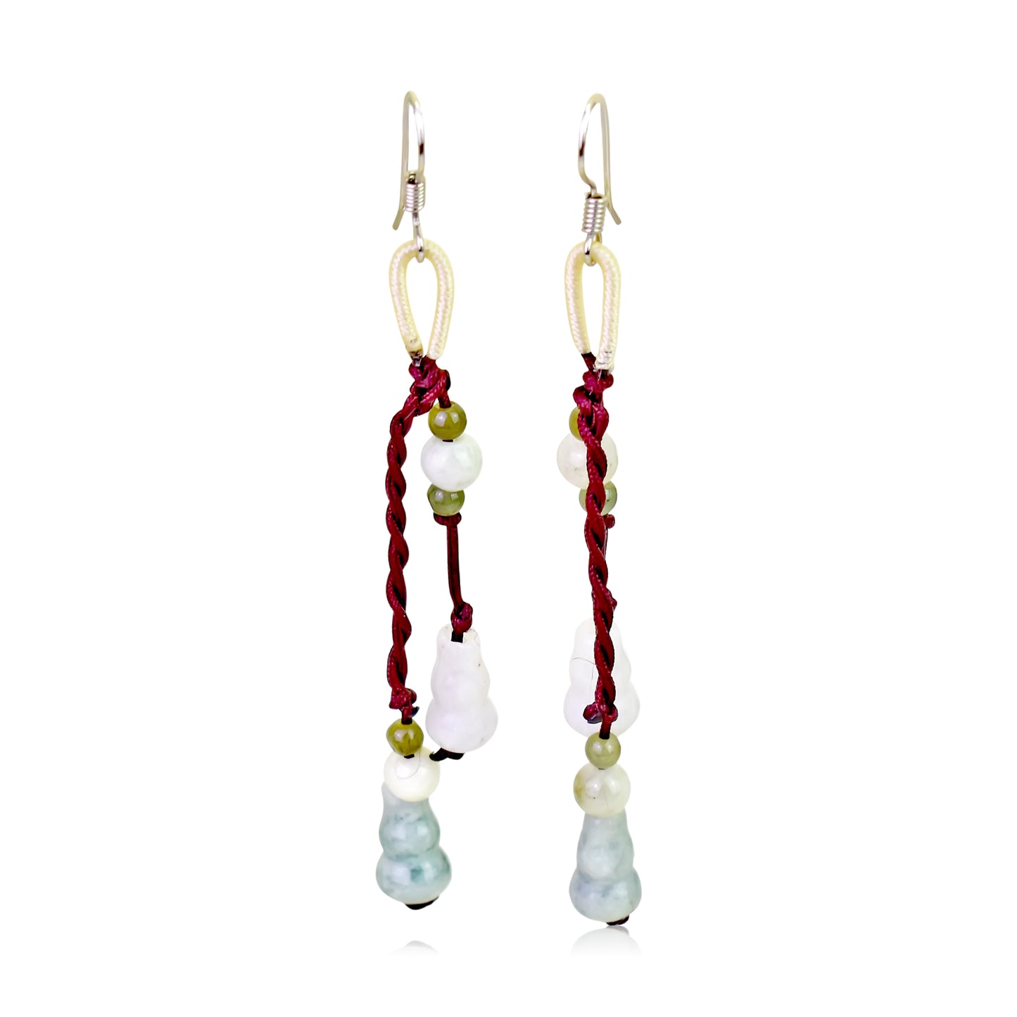 Make Magic with Fairy Vase Handmade Jade Earrings made with Brown Cord