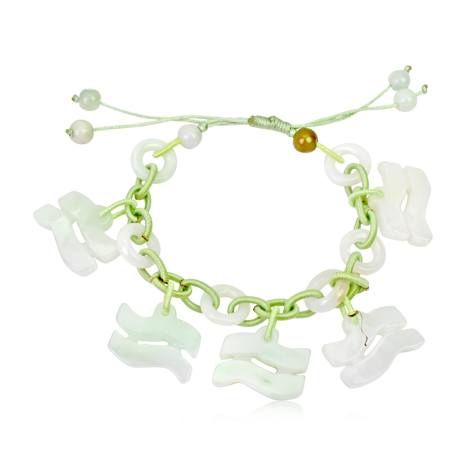 Aquarius Astrology Handmade Jade Bracelet with Sea Green Cord