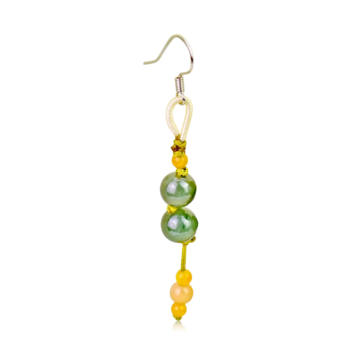 Make Every Look Unique with Eye-Catching Vibrant Jade Beads Earrings made with Yellow Cord