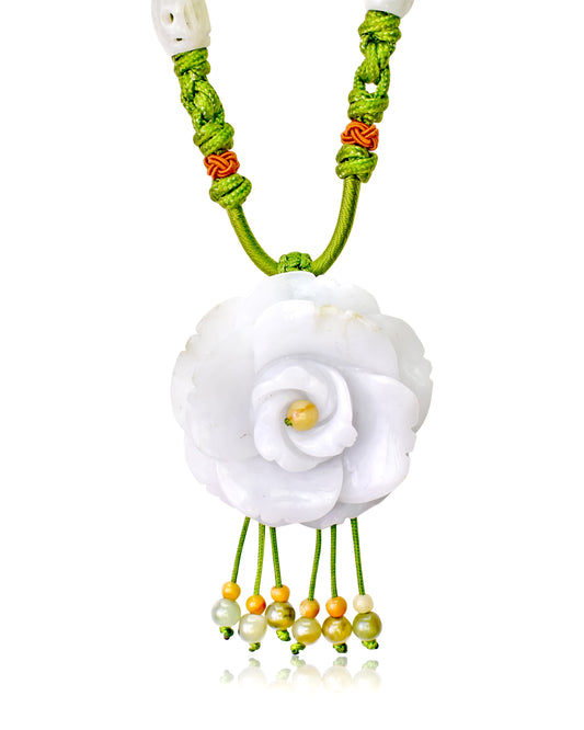 Unleash Your Inner Romance with a Heavenly Rose Necklace made with Lime Cord